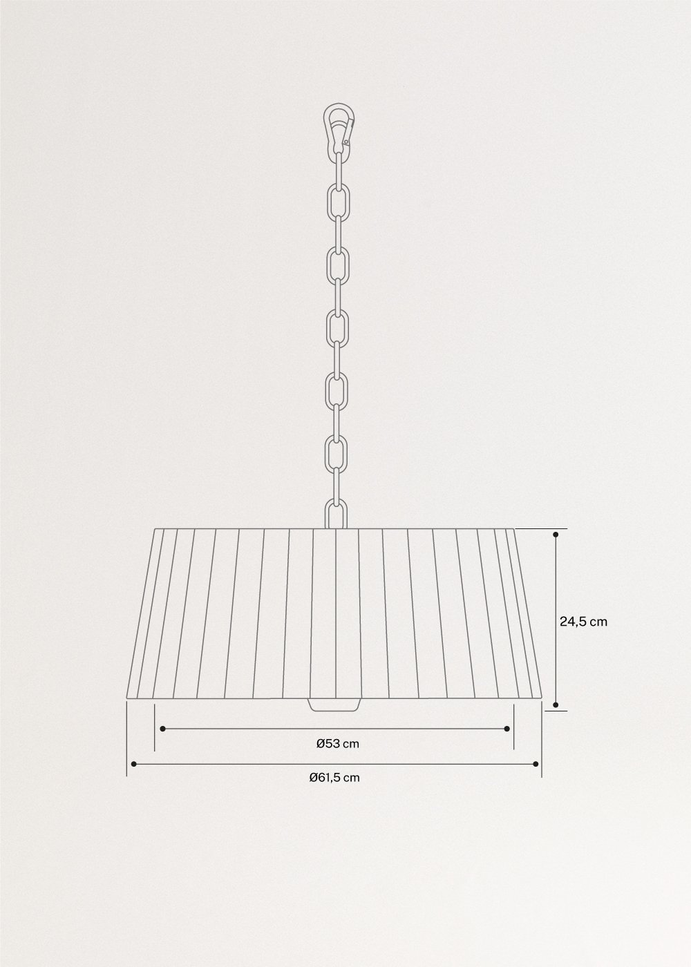 HANGING HEATER - Lampada e stufa alogena a infrarossi da 1800W, medidas foto vertical
