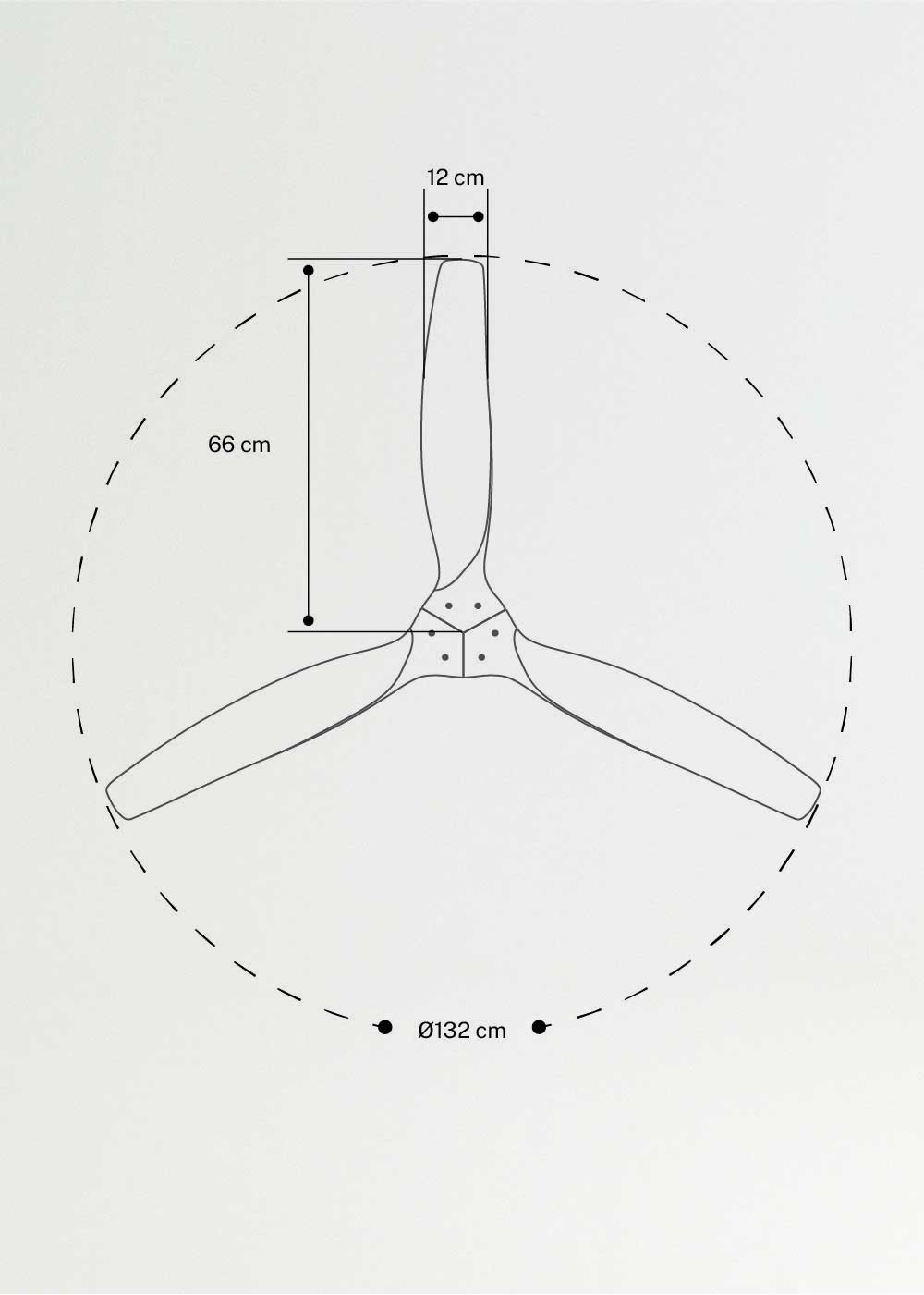 WIND WOOD - Ventilatore da soffitto 75W silenzioso Ø132 cm 100% legno, medidas foto vertical