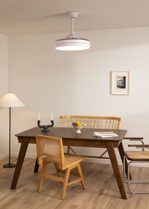 WIND CLEAR - Ventilatore da soffitto 40W silenzioso a pale retrattili con luce LED varie dimensioni