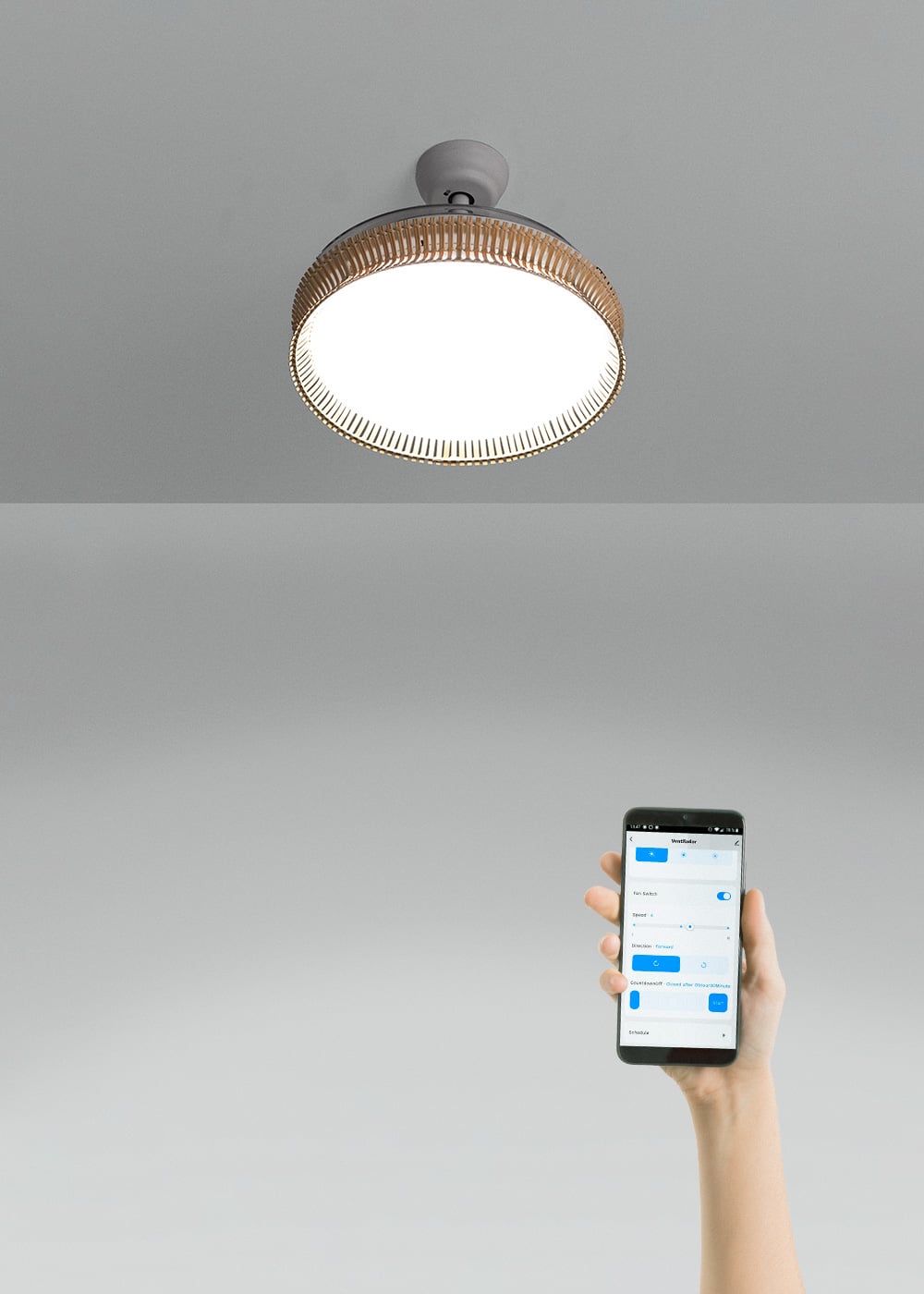 Ventilatore A Soffitto Con Luce In Rattan Art, Telecomando E Motore Silenzioso, Per Un Ambiente Fresco E Di Design - 4