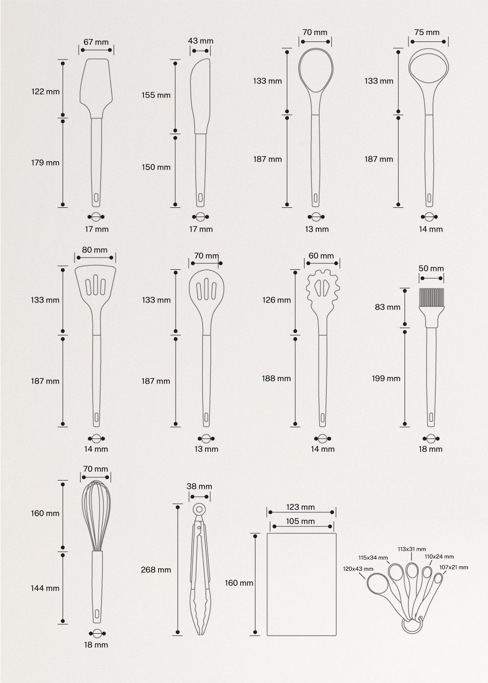 KITCHENWARE STUDIO - Utensili da cucina in legno e silicone, medidas foto vertical