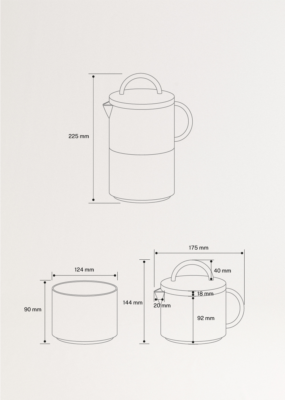COBALTO COLLECTION - Set da tè in ceramica, medidas foto vertical