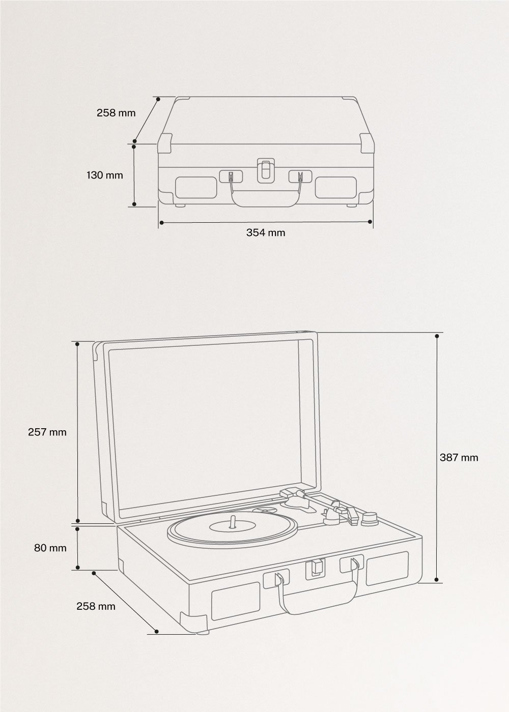 RECORD PLAYER POP - Giradischi portatile a valigetta con Bluetooth USB, SD, MicroSD e MP3 , medidas foto vertical
