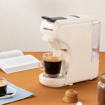 POTTS - Macchina Per Caffè Multicapsula E Caffè Macinato Bianco Sporco
