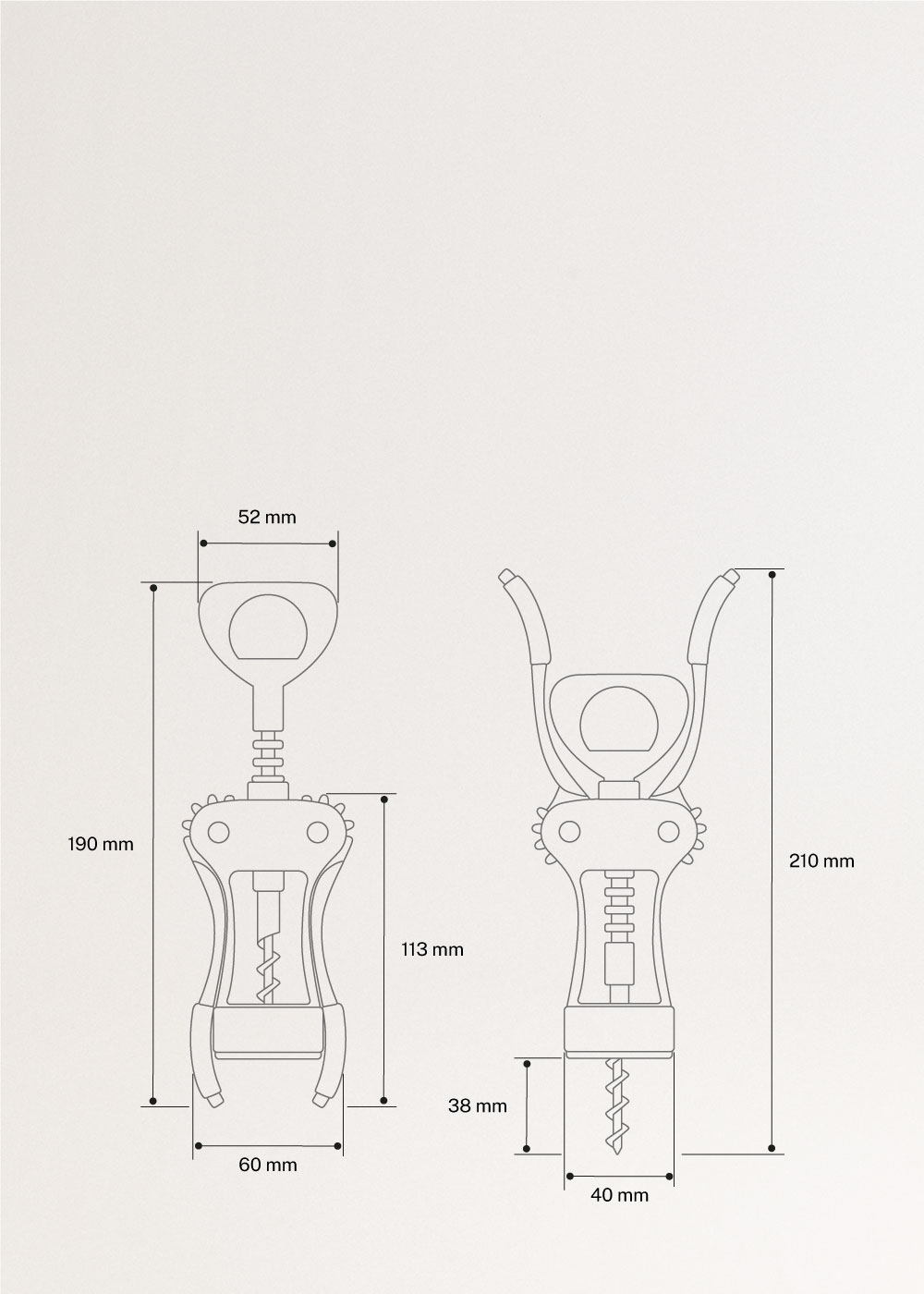 KITCHENWARE STUDIO - Cavatappi manuale, medidas foto vertical