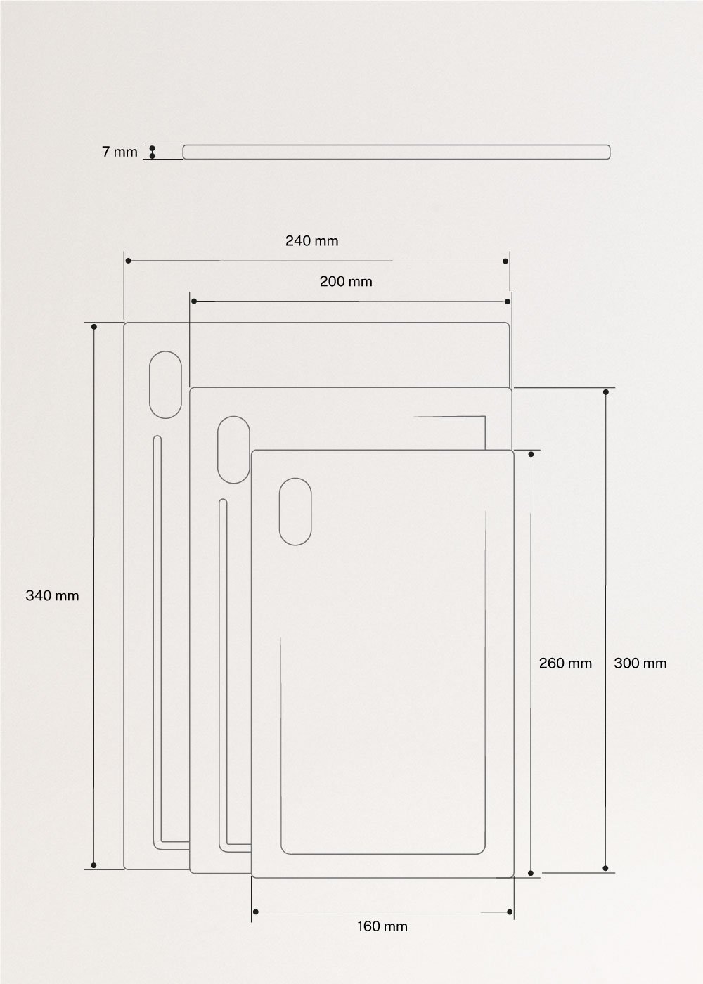 KITCHENWARE STUDIO - Set di 3 taglieri, medidas foto vertical