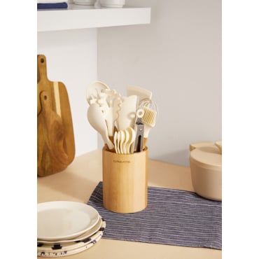 KITCHENWARE STUDIO - Utensili Da Cucina In Legno E Silicone Bianco Sporco