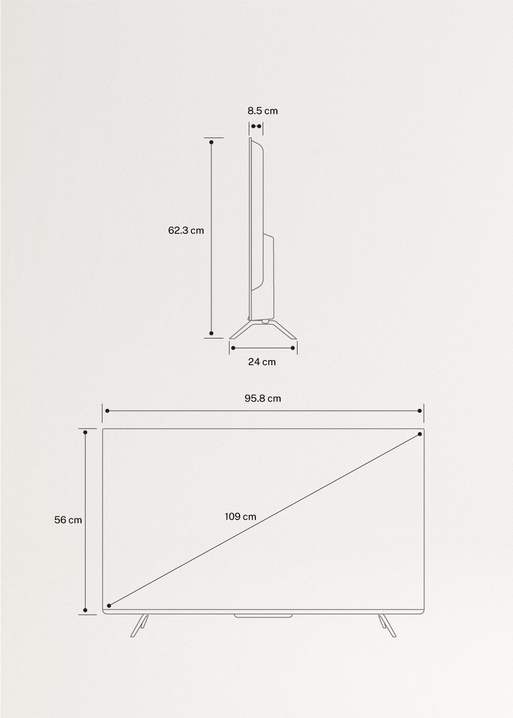 TV COLOR STUDIO - TV Smart QLED 4K con schermo antiriflesso e cornice colorata, medidas foto vertical