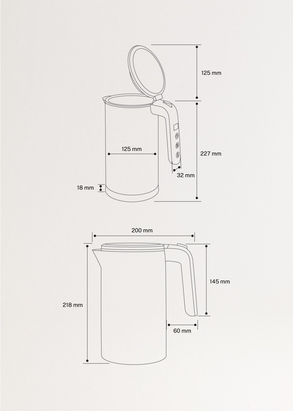KETTLE STUDIO PRO - Bollitore elettrico da 1L con controllo della temperatura, medidas foto vertical
