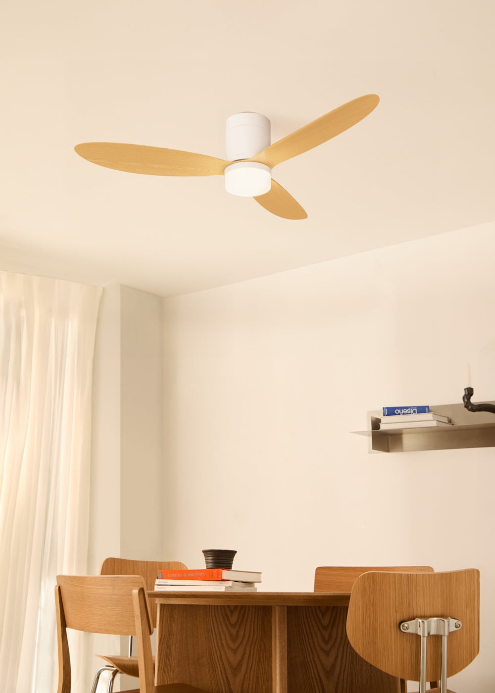 Ventilatore A Soffitto Con Luce LED, Silenzioso, Regolabile, Con Timer E Telecomando, Finitura Effetto Legno