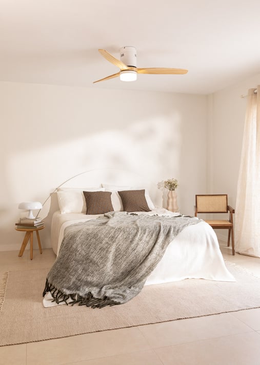 WIND CALM NATURAL WOOD - Ventilatore da soffitto 40W silenzioso 100% legno