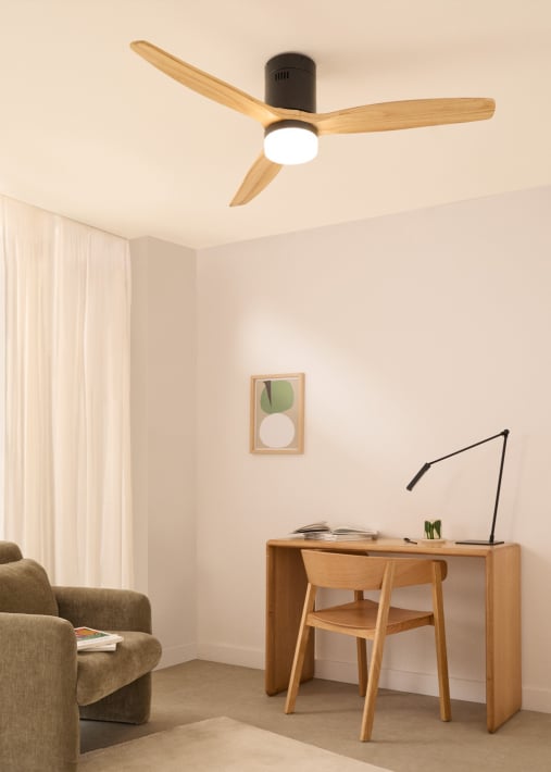 WIND CALM NATURAL WOOD - Ventilatore da soffitto 40W silenzioso 100% legno