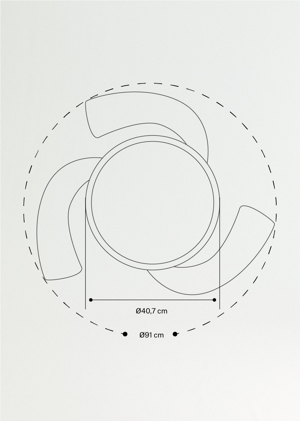 WIND CLEAR STUDIO - Ventilatore da soffitto 40W silenzioso con pale retrattili e luce LED, varie dimensioni, medidas foto vertical