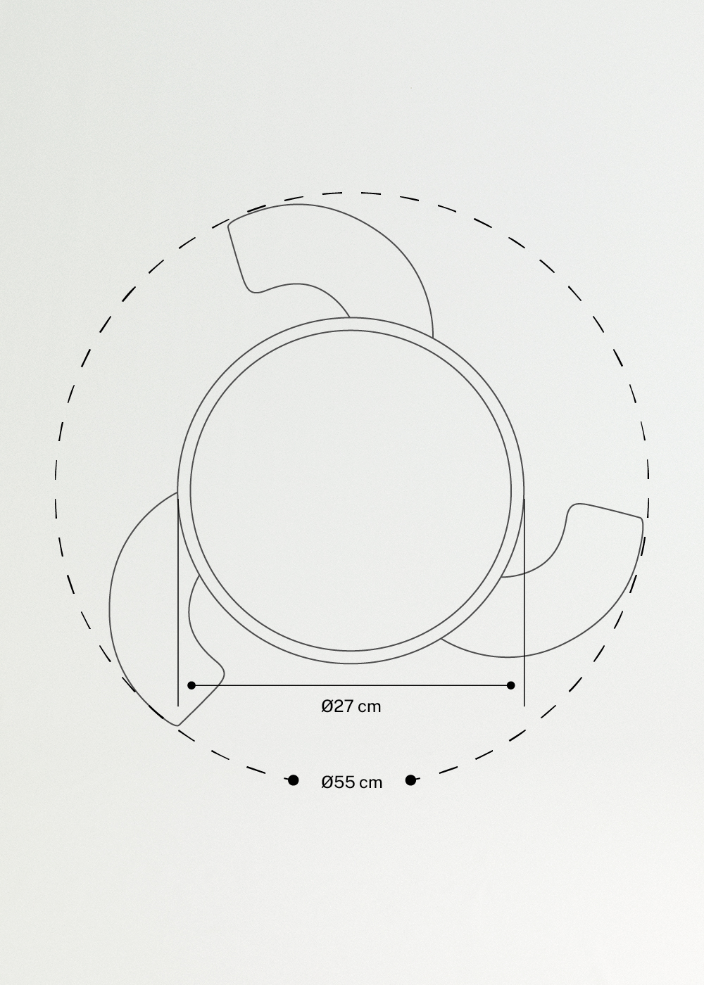 WIND CLEAR LAMP - Ventilatore da soffitto silenzioso da 40W Ø55cm con pale retrattili e luce LED, medidas foto vertical