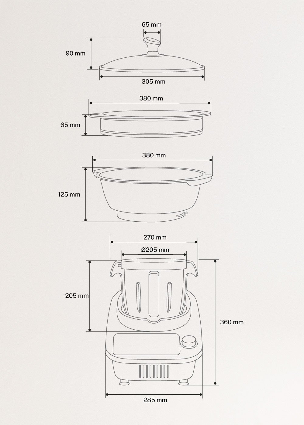 CHEFBOT TOUCH PRO CONNECT - Robot da cucina intelligente multifunzione con schermo tattile, medidas foto vertical