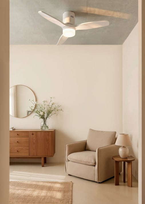 WIND CALM NATURAL WOOD - Ventilatore da soffitto 40W silenzioso 100% legno