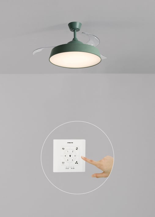 WIND CLEAR CONTOUR  - Ventilatore da soffitto silenzioso 40 W Ø107 cm con pale retrattili e luce LED