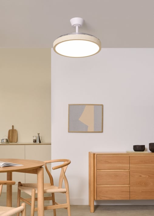 WIND CLEAR STUDIO - Ventilatore da soffitto 40W silenzioso con pale retrattili e luce LED, varie dimensioni