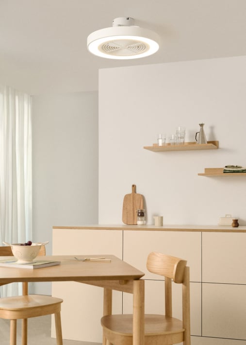 WIND CLEAR EASY - Ventilatore da soffitto silenzioso 40W Ø50 cm con pale nascoste e luce LED
