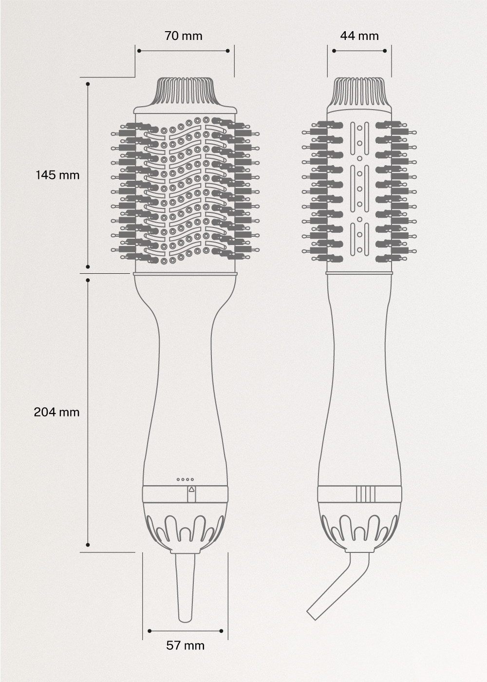 CERAMIC LED VOLUME STYLER - Spazzola volumizzante con doppio trattamento LED, medidas foto vertical