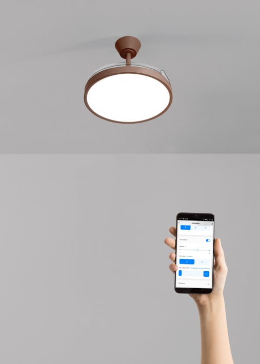 WIND CLEAR STUDIO - Ventilatore da soffitto 40W silenzioso con pale retrattili e luce LED, varie dimensioni