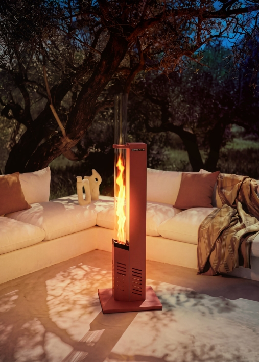 FIRE TUBE HEATER SLIM - Stufa da esterno 8,2 kW a pellet senza fumo