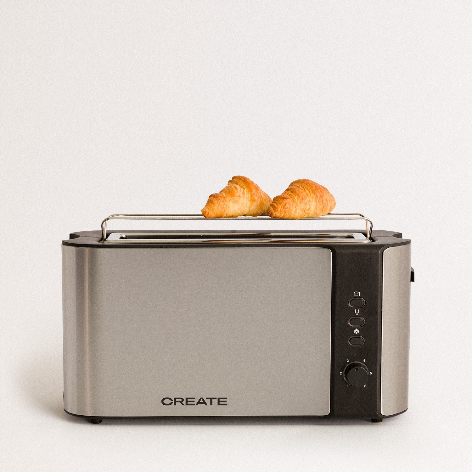 IKOHS Toast Retro Tostapane automatico per fette grandi nero termostato finiture in acciaio inox vassoio raccoglibriciole 6 livelli di potenza 850 W vassoio raccoglibriciole 
