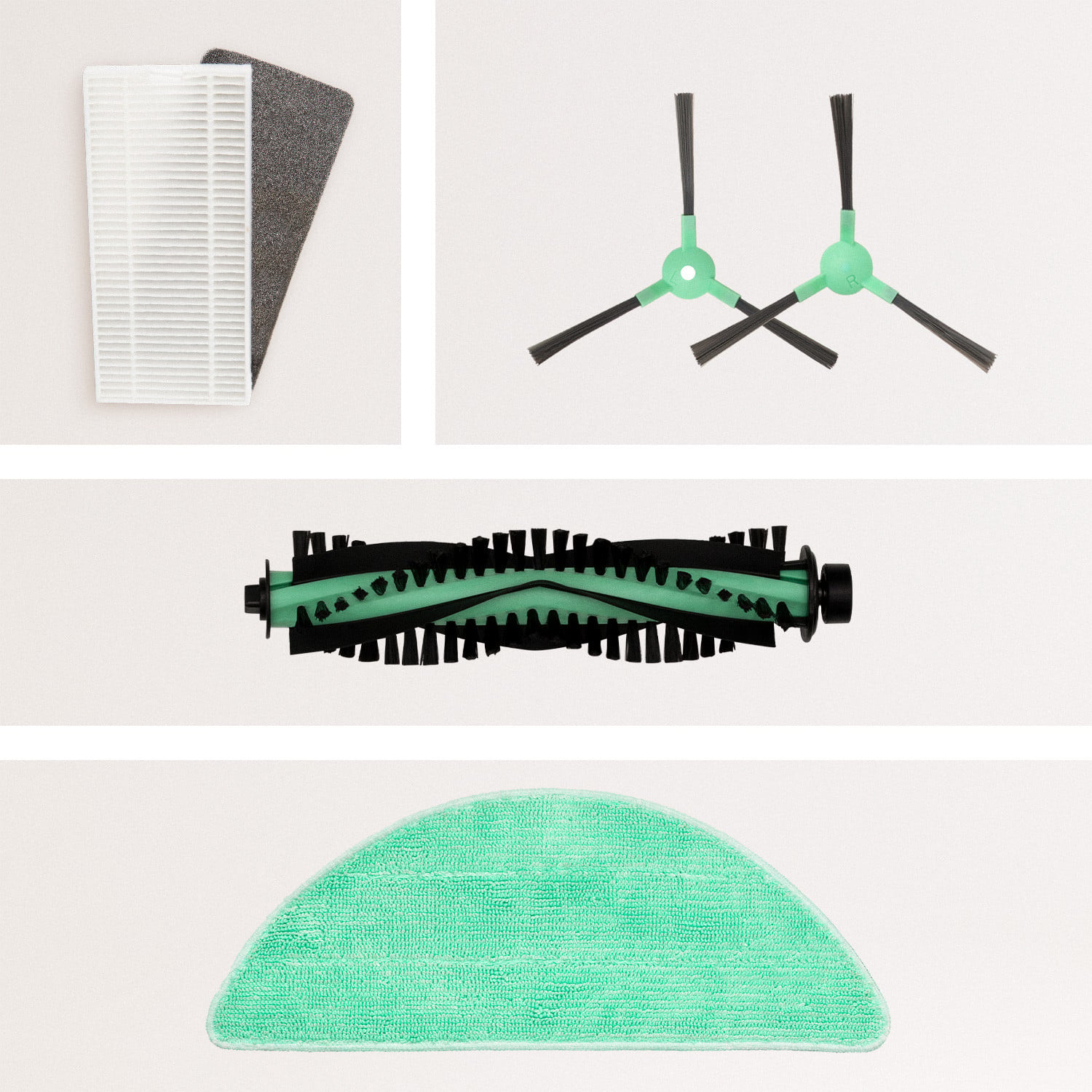 Pack Ricambi NETBOT S14 / S15 - Robot Aspirapolvere (Spazzola Destra +  Spazzola Sinistra + Rullo + Filtro HEPA + Panno) - Create