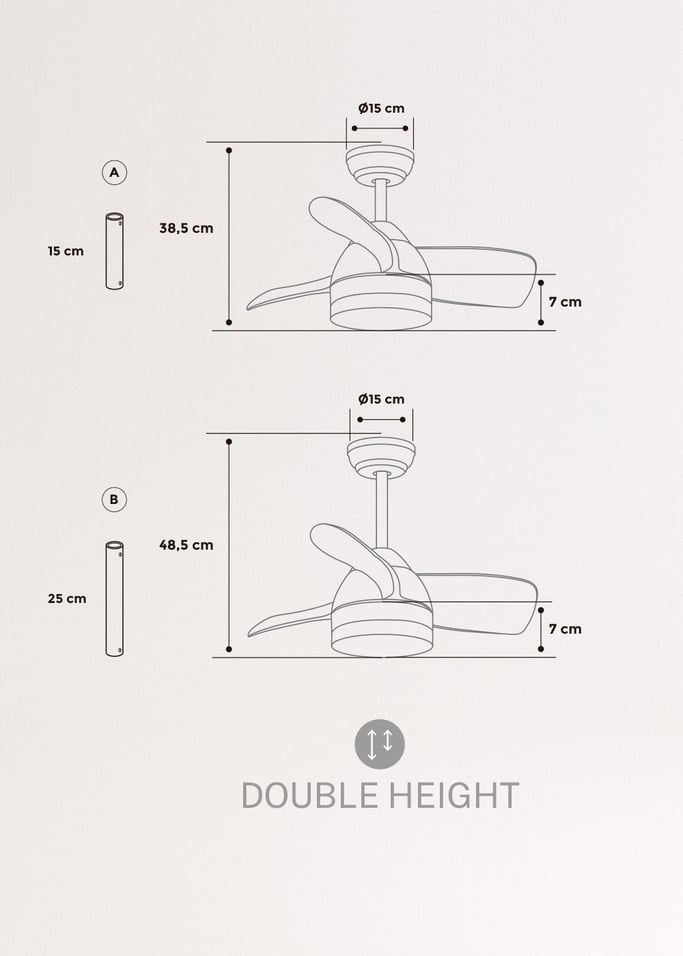 Ventilatore da soffitto con motore DC corrente continua 40W cm.112