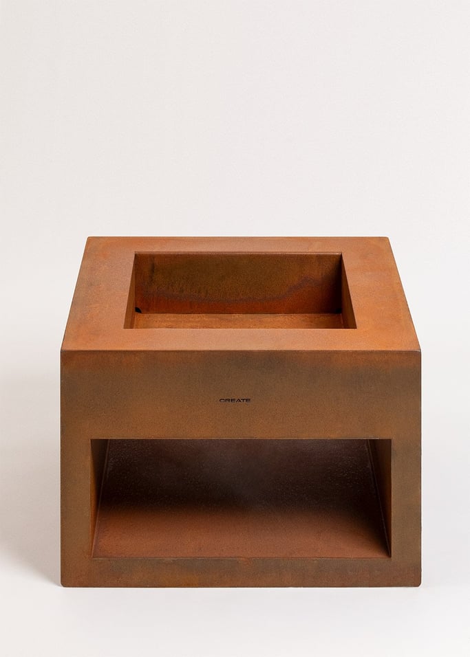 FIRE PIT CUBE - Braciere quadrato da esterno in acciaio corten, Immagine di galleria 7