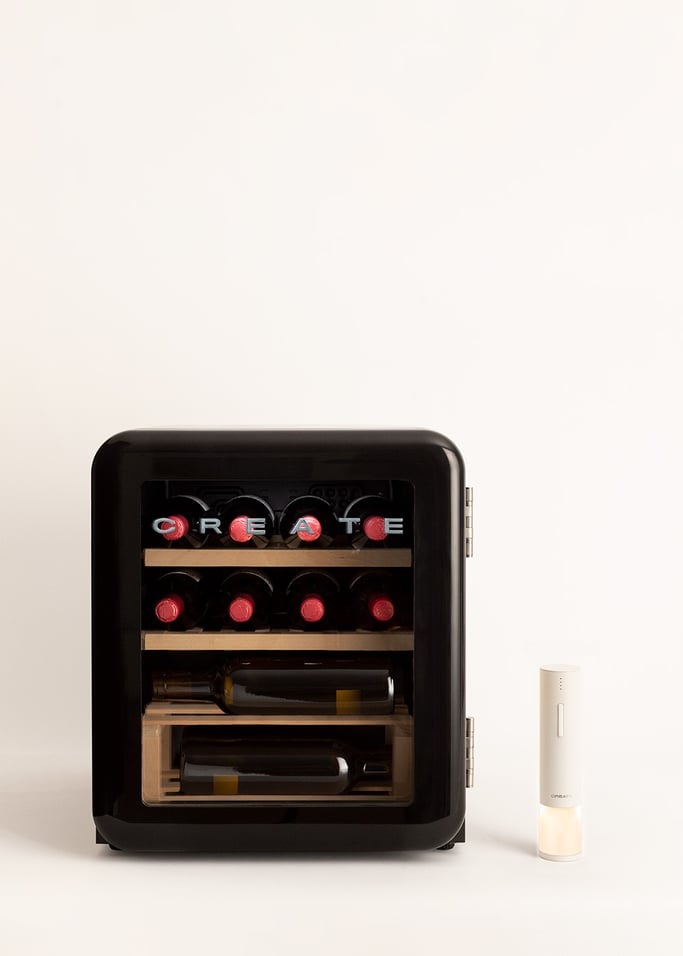 PACK WINECOOLER RETRO M Cantinetta vino elettrica 12 bottiglie + WINE OPENER Cavatappi elettrico, Immagine di galleria 1