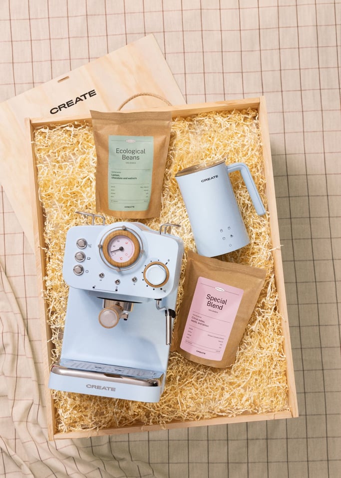 MORNING TIME BOX - Confezione regalo con macchina per caffè espresso + cappuccinatore + caffè, Immagine di galleria 1