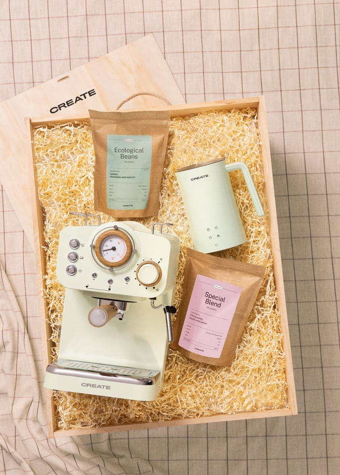 MORNING TIME BOX - Confezione regalo con macchina per caffè espresso + cappuccinatore + caffè, Immagine di galleria 1