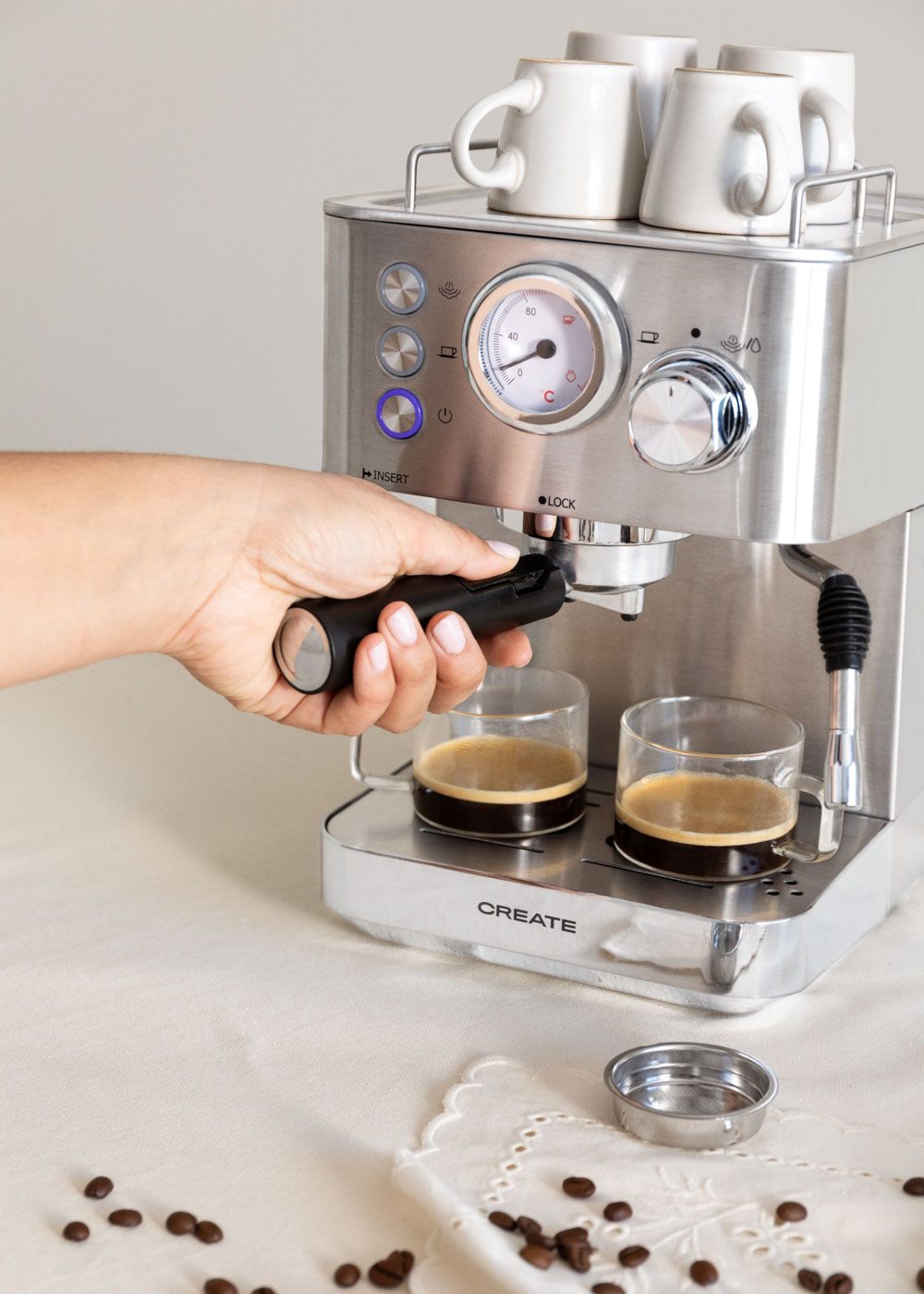 Macchina Da Caffè Espresso URintells 20 Bar Con Display Touch – Acciaio Inox, Montalatte A Vapore Per Cappuccino E Americano, Nero - 3