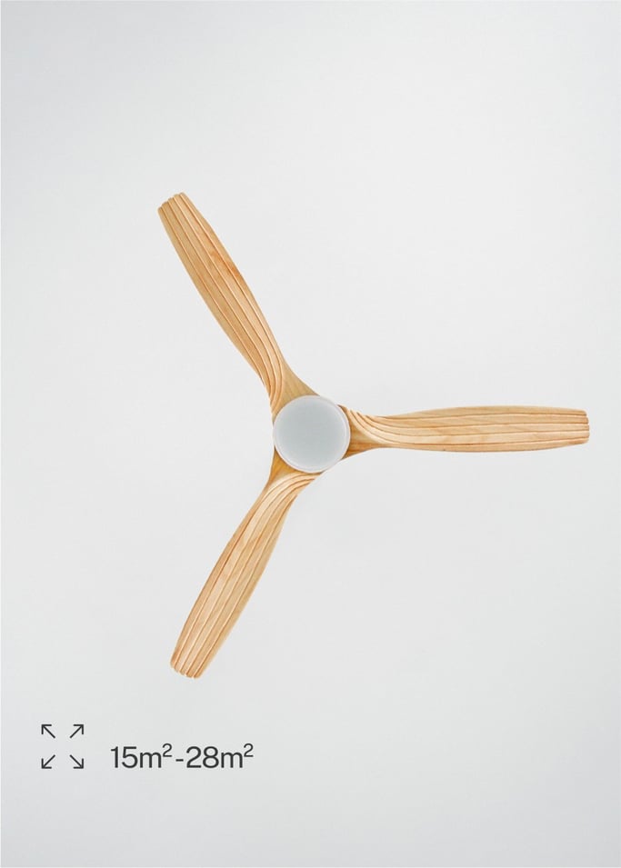 WIND CUP - Ventilatore da soffitto 40W silenzioso Ø132 cm 100% legno, Immagine di galleria 5