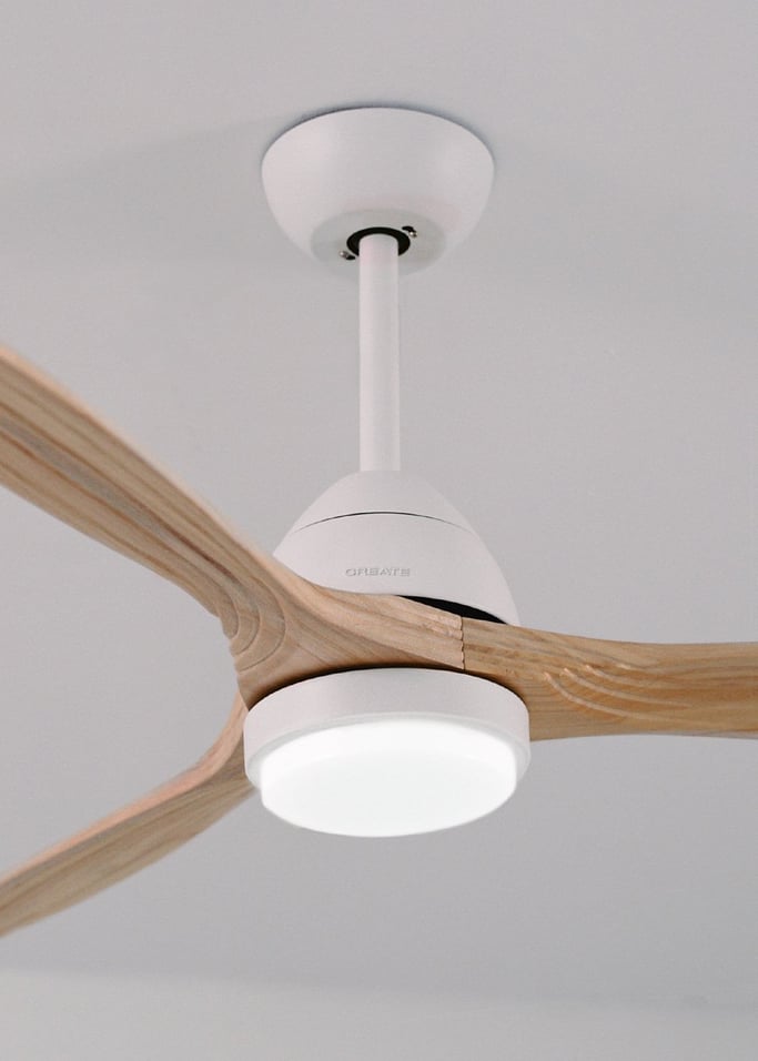 WIND CUP - Ventilatore da soffitto 40W silenzioso Ø132 cm 100% legno, Immagine di galleria 6