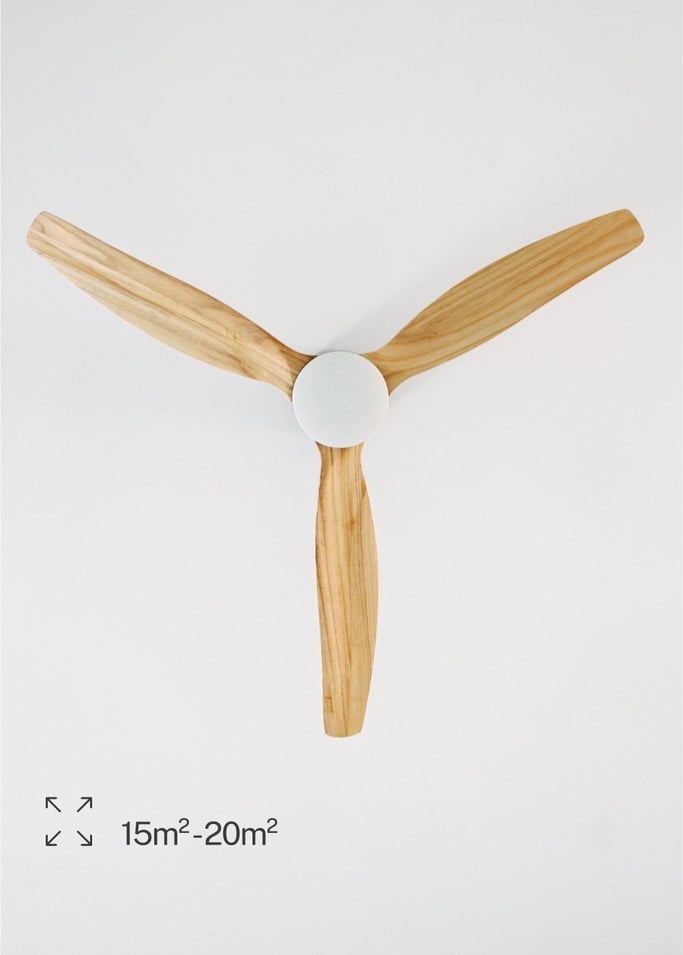 WIND CALM LINE - Ventilatore da soffitto 40W silenzioso Ø132 cm 100% legno, Immagine di galleria 4
