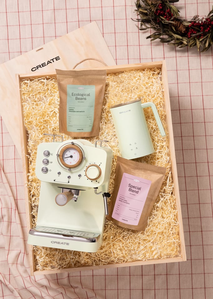 MORNING TIME BOX - Confezione regalo con macchina per caffè espresso + cappuccinatore + caffè, Immagine di galleria 1