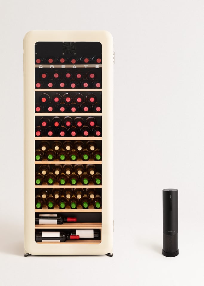 WINECOOLER RETRO - Raffreddatore di vino elettrico in stile retrò per 12, 45 o 76 bottiglie, Immagine di galleria 1