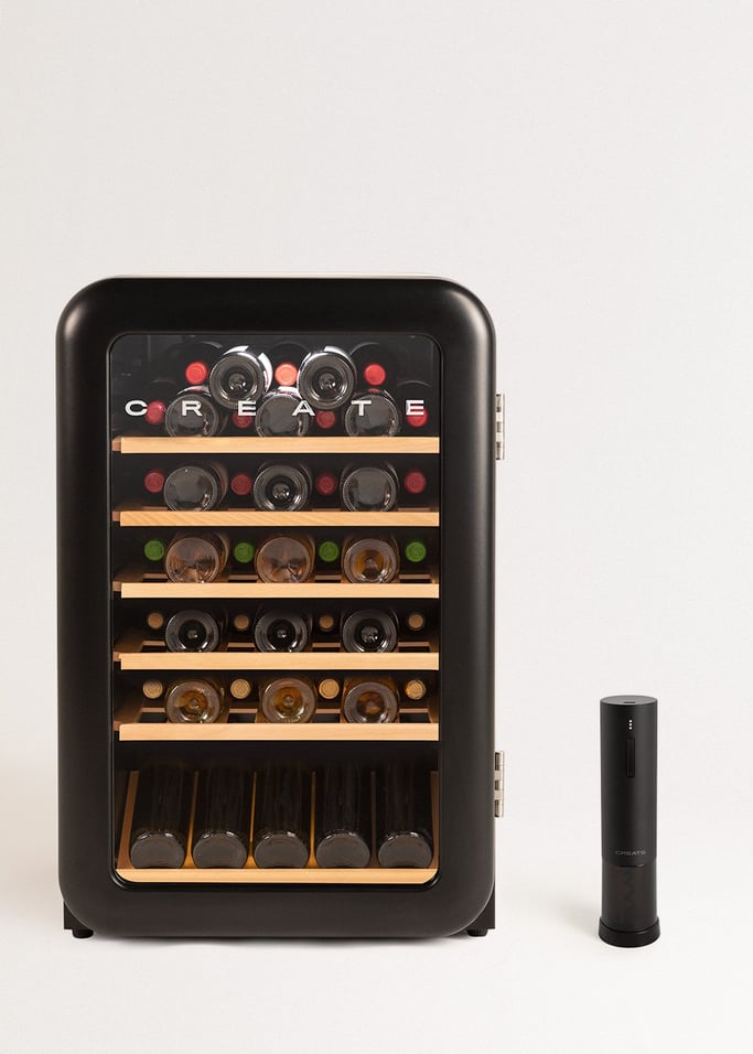WINECOOLER RETRO - Raffreddatore di vino elettrico in stile retrò per 12, 45 o 76 bottiglie, Immagine di galleria 1