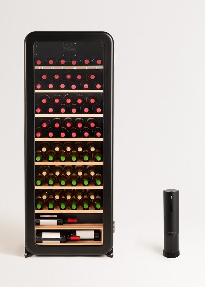 WINECOOLER RETRO - Raffreddatore di vino elettrico in stile retrò per 12, 45 o 76 bottiglie, Immagine di galleria 1