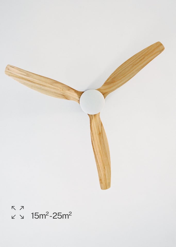 WIND CALM RATTAN - Ventilador de techo 40W silencioso Ø132 cm con luz LED en cuerpo y lámpara, Immagine di galleria 5