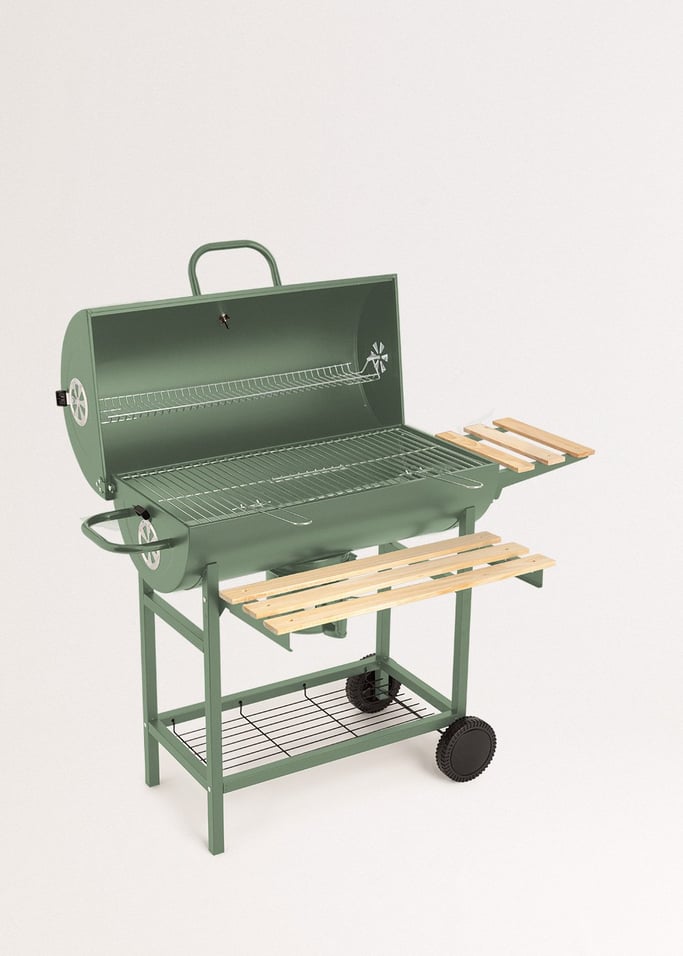 BBQ SMOKEY - Barbecue affumicatore a carbone con ruote, Immagine di galleria 2