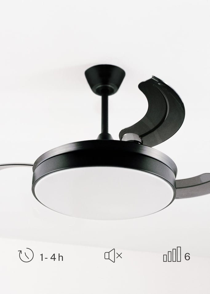 WIND CLEAR - Ventilatore da soffitto 40W silenzioso a pale retrattili con luce LED varie dimensioni, Immagine di galleria 5