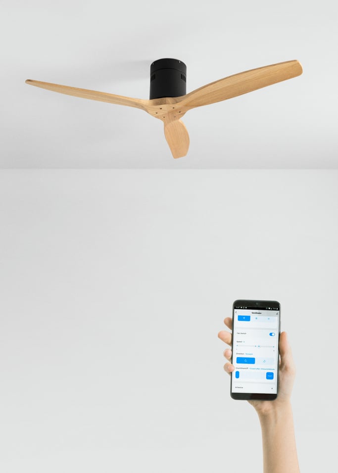 WIND CALM NATURAL WOOD - Ventilatore da soffitto 40W silenzioso 100% legno varie dimensioni, Immagine di galleria 1