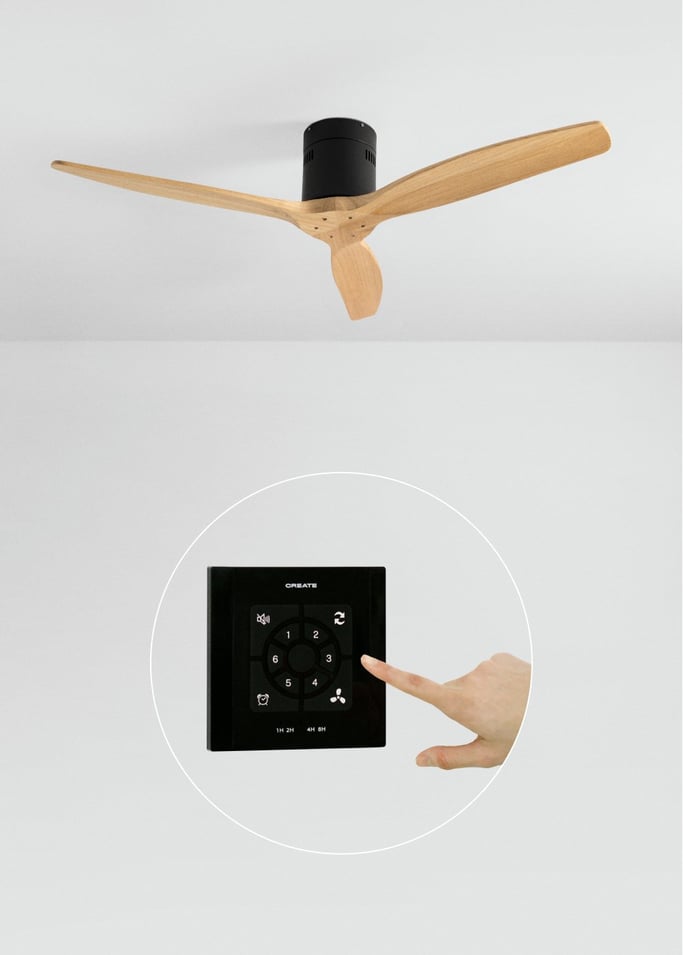 WIND CALM NATURAL WOOD - Ventilatore da soffitto 40W silenzioso 100% legno varie dimensioni, Immagine di galleria 1