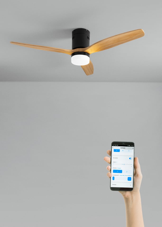 WIND CALM NATURAL WOOD - Ventilatore da soffitto 40W silenzioso 100% legno varie dimensioni, Immagine di galleria 1