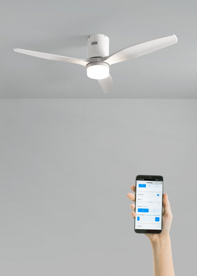 WIND CALM NATURAL WOOD - Ventilatore da soffitto 40W silenzioso 100% legno varie dimensioni, Immagine di galleria 1