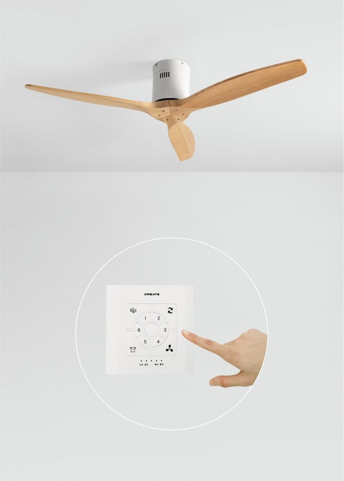 WIND CALM NATURAL WOOD - Ventilatore da soffitto 40W silenzioso 100% legno varie dimensioni, Immagine di galleria 1