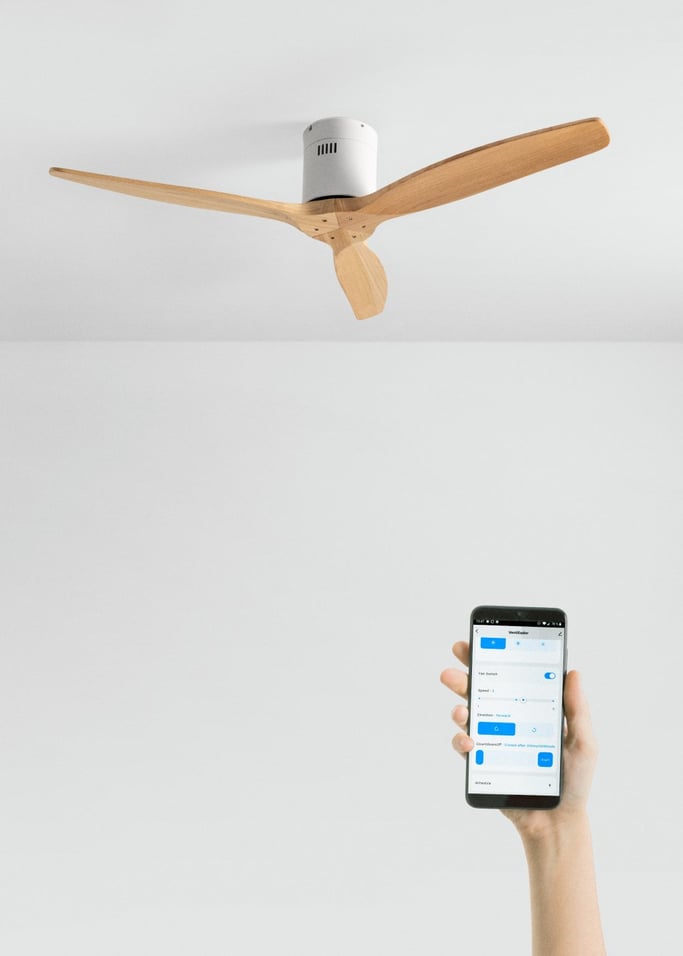 WIND CALM NATURAL WOOD - Ventilatore da soffitto 40W silenzioso 100% legno varie dimensioni, Immagine di galleria 1